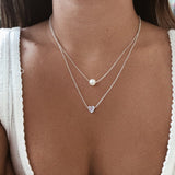 Fashion Jewelry Double Layered Choker Necklace Women Pearl Heart Necklace Pendant On Neck Collier bijoux Femme Clavicle Chain