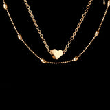 Fashion Jewelry Double Layered Choker Necklace Women Pearl Heart Necklace Pendant On Neck Collier bijoux Femme Clavicle Chain