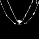 Fashion Jewelry Double Layered Choker Necklace Women Pearl Heart Necklace Pendant On Neck Collier bijoux Femme Clavicle Chain