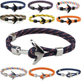 New Arrive Silver/Black Alloy Anchor Bracelet Multilayer Rope Chain Paracord Bracelet For Women Men Navy Style Gift