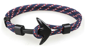 New Arrive Silver/Black Alloy Anchor Bracelet Multilayer Rope Chain Paracord Bracelet For Women Men Navy Style Gift