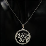 2019 Fashion Cat Stainless Steel Necklaces for Women Round Crystal Silver Color Statement Necklace Jewelry collar gato N18259