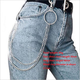 Fashion Punk Hip-hop Trendy leather Belts Waist Chain Male Pants Chain Hot Men women Jeans Silver Metal Clothing Accessories