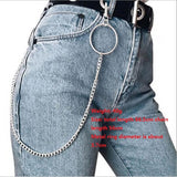 Fashion Punk Hip-hop Trendy leather Belts Waist Chain Male Pants Chain Hot Men women Jeans Silver Metal Clothing Accessories