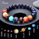 HIYONG Eight Planets Bead Bracelet for Men Women Natural Stone Beaded Bracelet Universe Galaxy Solar System Planets Bracelets