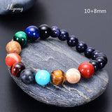 HIYONG Eight Planets Bead Bracelet for Men Women Natural Stone Beaded Bracelet Universe Galaxy Solar System Planets Bracelets