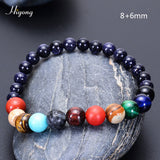 HIYONG Eight Planets Bead Bracelet for Men Women Natural Stone Beaded Bracelet Universe Galaxy Solar System Planets Bracelets