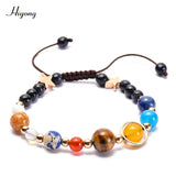 HIYONG Eight Planets Bead Bracelet for Men Women Natural Stone Beaded Bracelet Universe Galaxy Solar System Planets Bracelets