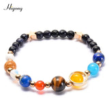 HIYONG Eight Planets Bead Bracelet for Men Women Natural Stone Beaded Bracelet Universe Galaxy Solar System Planets Bracelets