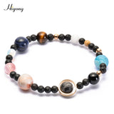 HIYONG Eight Planets Bead Bracelet for Men Women Natural Stone Beaded Bracelet Universe Galaxy Solar System Planets Bracelets
