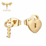 FGifter Hiphop Rock Jesus Stud Earrings Gold Silver Color Small Earring Women Men's Stainless Steel Ear Piercing Jewelry