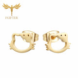 FGifter Hiphop Rock Jesus Stud Earrings Gold Silver Color Small Earring Women Men's Stainless Steel Ear Piercing Jewelry