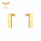 FGifter Hiphop Rock Jesus Stud Earrings Gold Silver Color Small Earring Women Men's Stainless Steel Ear Piercing Jewelry