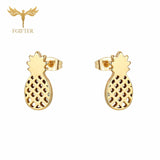 FGifter Hiphop Rock Jesus Stud Earrings Gold Silver Color Small Earring Women Men's Stainless Steel Ear Piercing Jewelry