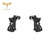 FGifter Hiphop Rock Jesus Stud Earrings Gold Silver Color Small Earring Women Men's Stainless Steel Ear Piercing Jewelry