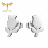FGifter Hiphop Rock Jesus Stud Earrings Gold Silver Color Small Earring Women Men's Stainless Steel Ear Piercing Jewelry