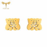 FGifter Hiphop Rock Jesus Stud Earrings Gold Silver Color Small Earring Women Men's Stainless Steel Ear Piercing Jewelry