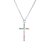 NEWBUY Brand Gold Link Chain Necklace Religious Jewelry Classic Cross Pendant Necklace For Women Men Cubic Zirconia Necklace