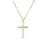 NEWBUY Brand Gold Link Chain Necklace Religious Jewelry Classic Cross Pendant Necklace For Women Men Cubic Zirconia Necklace