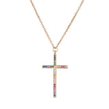 NEWBUY Brand Gold Link Chain Necklace Religious Jewelry Classic Cross Pendant Necklace For Women Men Cubic Zirconia Necklace