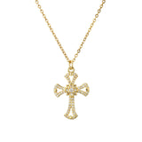 NEWBUY Brand Gold Link Chain Necklace Religious Jewelry Classic Cross Pendant Necklace For Women Men Cubic Zirconia Necklace