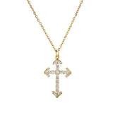 NEWBUY Brand Gold Link Chain Necklace Religious Jewelry Classic Cross Pendant Necklace For Women Men Cubic Zirconia Necklace