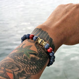 Mcllroy Bracelet Men Bead Sparta Crown 8mm Natural Stone Bracelet Bangle Handmade Man Jewelry Mens Bracelets 2019 erkek bileklik