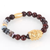 Mcllroy Bracelet Men Bead Sparta Crown 8mm Natural Stone Bracelet Bangle Handmade Man Jewelry Mens Bracelets 2019 erkek bileklik
