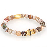 Mcllroy Bracelet Men Bead Sparta Crown 8mm Natural Stone Bracelet Bangle Handmade Man Jewelry Mens Bracelets 2019 erkek bileklik
