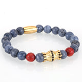 Mcllroy Bracelet Men Bead Sparta Crown 8mm Natural Stone Bracelet Bangle Handmade Man Jewelry Mens Bracelets 2019 erkek bileklik