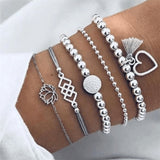 NEWBUY 23 Style Mix Turtle Heart Pearl Wave LOVE Crystal Marble Charm Bracelets for Women Boho Tassel Bracelet Femme Bijoux