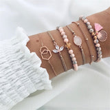 NEWBUY 23 Style Mix Turtle Heart Pearl Wave LOVE Crystal Marble Charm Bracelets for Women Boho Tassel Bracelet Femme Bijoux