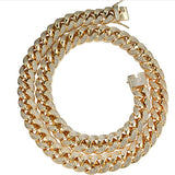 17mm Rhinestone Hip Hop Rock Necklace Men Cuba Big Golden silvery Necklace Stereo Micro Zircon Necklace Clasp Water Wave Chain