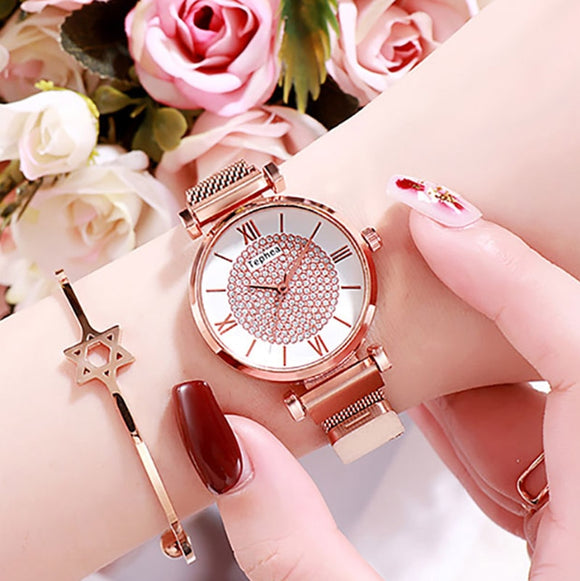 Women Magnetic Buckle Watch 2019 Luxury Brand Diamond Women Bracelet Wrist Watch For Ladies Wrist Watch Female Relogio Feminino