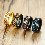 Meaeguet Spinner Chain Ring Men Stainless Steel Metal Not Fade Gold Black Blue Silver Color Reliever Stress