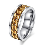 Meaeguet Spinner Chain Ring Men Stainless Steel Metal Not Fade Gold Black Blue Silver Color Reliever Stress
