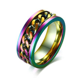 Meaeguet Spinner Chain Ring Men Stainless Steel Metal Not Fade Gold Black Blue Silver Color Reliever Stress