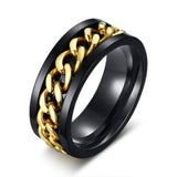 Meaeguet Spinner Chain Ring Men Stainless Steel Metal Not Fade Gold Black Blue Silver Color Reliever Stress
