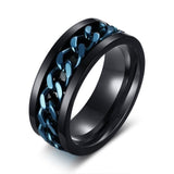 Meaeguet Spinner Chain Ring Men Stainless Steel Metal Not Fade Gold Black Blue Silver Color Reliever Stress