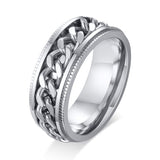 Meaeguet Spinner Chain Ring Men Stainless Steel Metal Not Fade Gold Black Blue Silver Color Reliever Stress