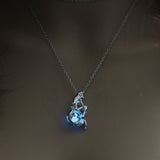 Glowing Mermaid Women Pendant Necklace 3 Colors Luminous Stone Pendant Jewelry Gift For Women Silver Chain Necklace