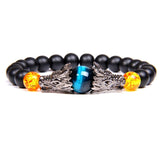 Bracelet Men Vintage Dragon Eye Charm  Tiger Eye Stone Black Stone Bracelet Homme Beaded Alloy Metal Male Pulseira bileklik