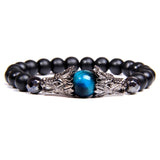 Bracelet Men Vintage Dragon Eye Charm  Tiger Eye Stone Black Stone Bracelet Homme Beaded Alloy Metal Male Pulseira bileklik