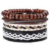 dankaishi 4pcs/set Punk Genuine Leather Alloy PU Hemp Rope Handmade Adjustable Braided Customized Men Jewelry Women Bracelets