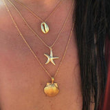 Gold color Choker Necklace for women layered shell star moon Pendant Chain Necklaces & Pendants Bohemian chokers Fashion Jewelry