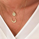 Gold color Choker Necklace for women layered shell star moon Pendant Chain Necklaces & Pendants Bohemian chokers Fashion Jewelry