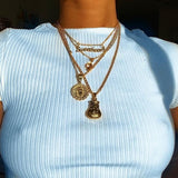 Gold color Choker Necklace for women layered shell star moon Pendant Chain Necklaces & Pendants Bohemian chokers Fashion Jewelry