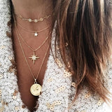 Gold color Choker Necklace for women layered shell star moon Pendant Chain Necklaces & Pendants Bohemian chokers Fashion Jewelry