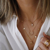 Gold color Choker Necklace for women layered shell star moon Pendant Chain Necklaces & Pendants Bohemian chokers Fashion Jewelry