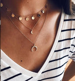 Gold color Choker Necklace for women layered shell star moon Pendant Chain Necklaces & Pendants Bohemian chokers Fashion Jewelry